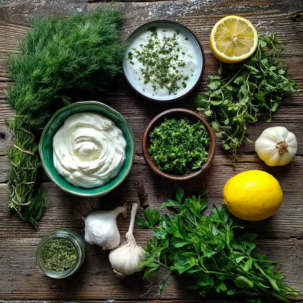 Ingredients for Green Goddess dressing