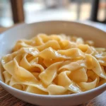 Cafeteria noodles recipe served warm with buttered egg noodles